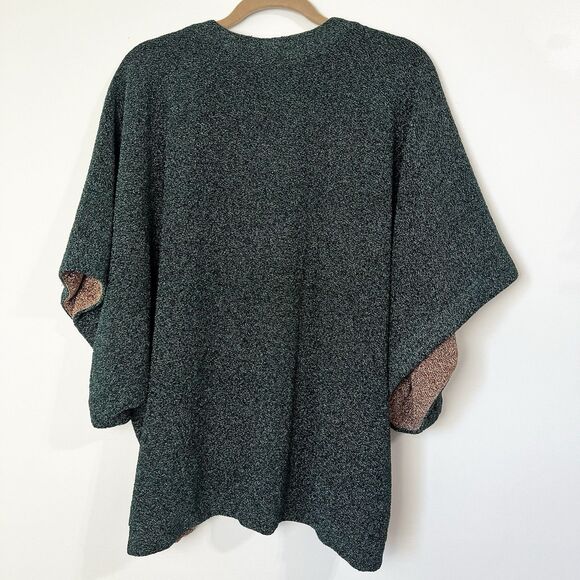 Current Air Reversible Open Cardigan Shawl Green & Gold Shimmer Holiday Women’s - Picture 3 of 6